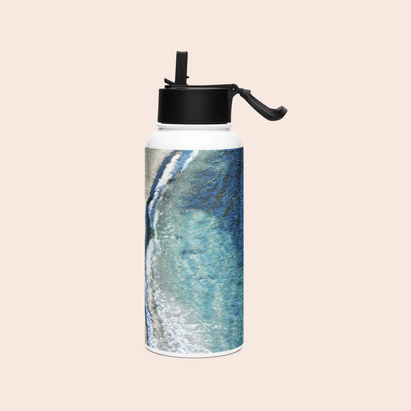 Stainless Steel Water Bottle with Straw Lid - Carmel-by-the-Sea Beach Design