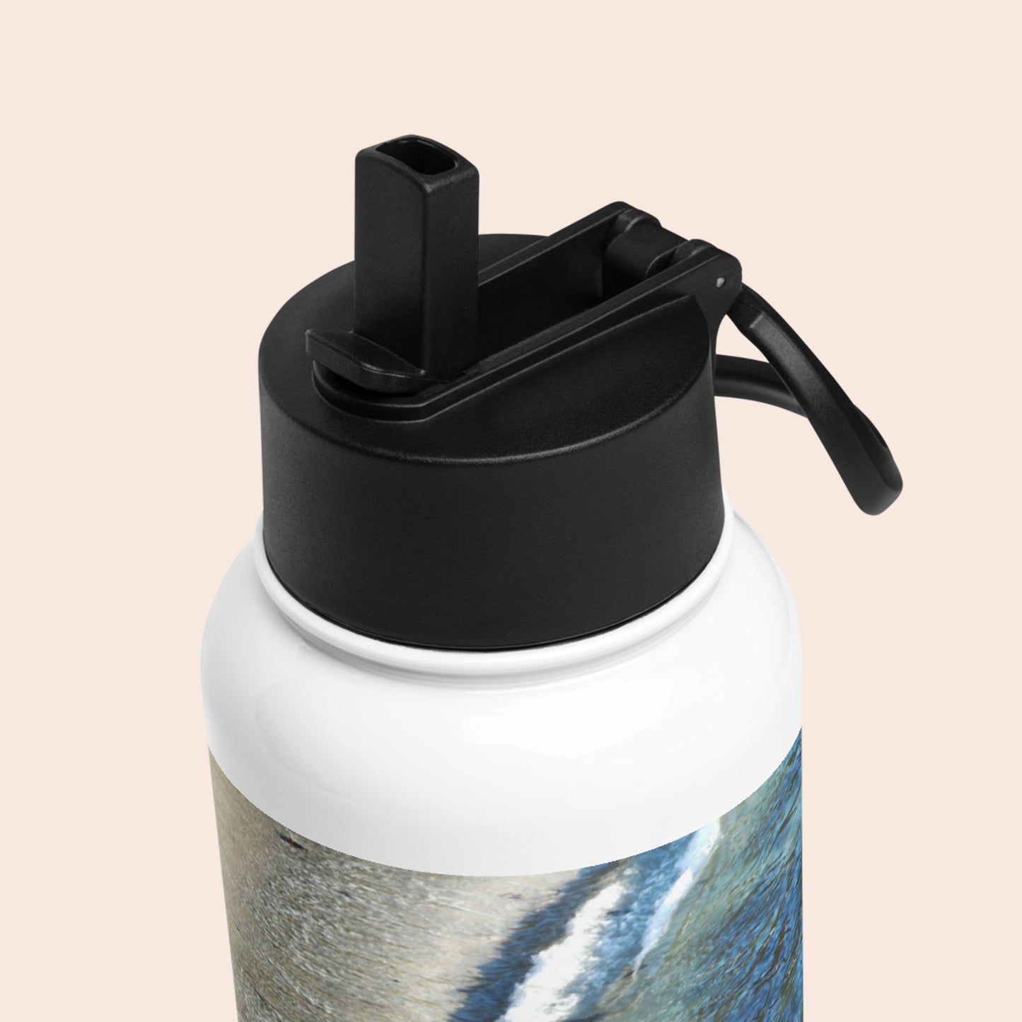 Stainless Steel Water Bottle with Straw Lid - Carmel-by-the-Sea Beach Design