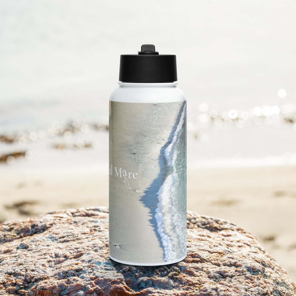 Stainless Steel Water Bottle with Straw Lid - Carmel-by-the-Sea Beach Design