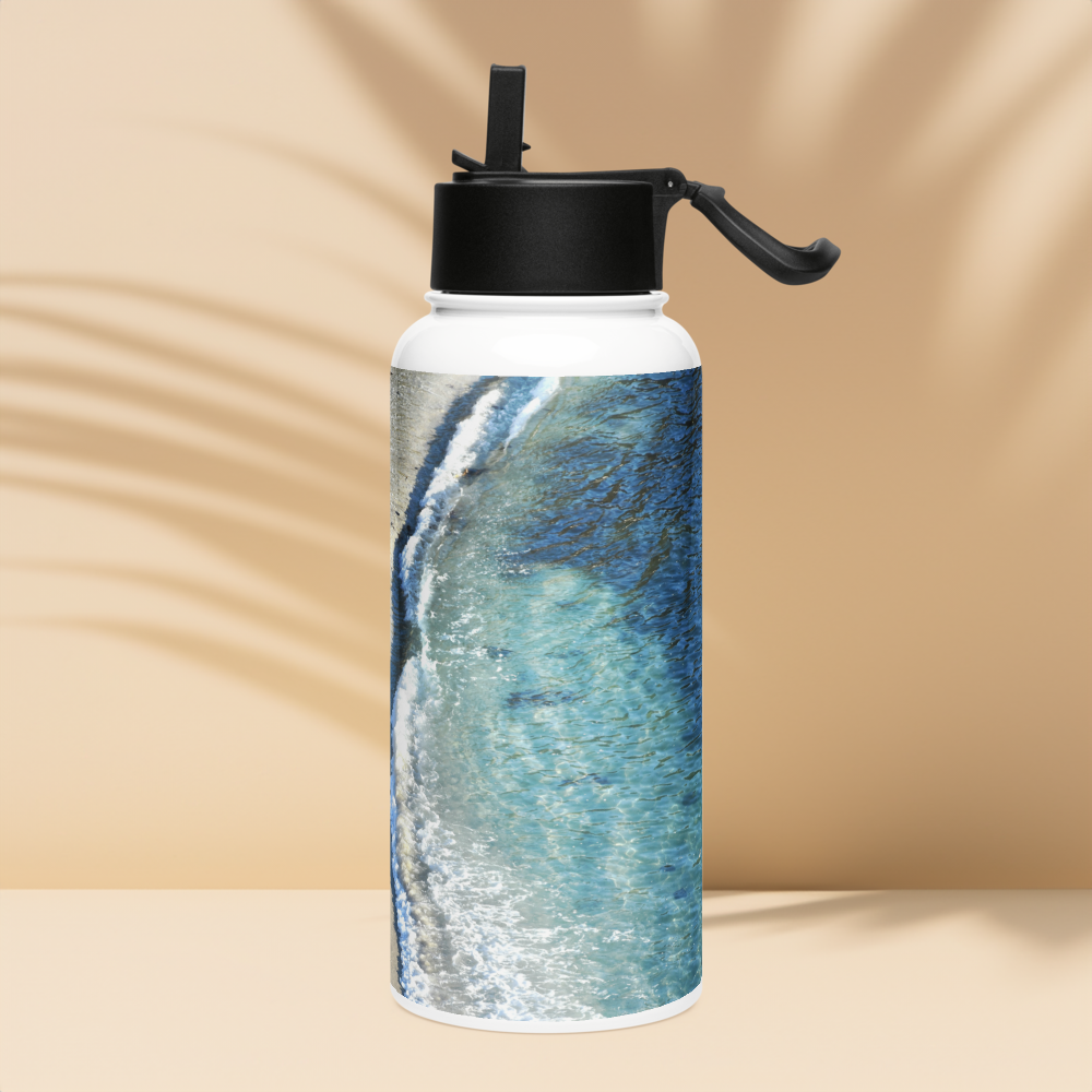 Stainless Steel Water Bottle with Straw Lid - Carmel-by-the-Sea Beach Design