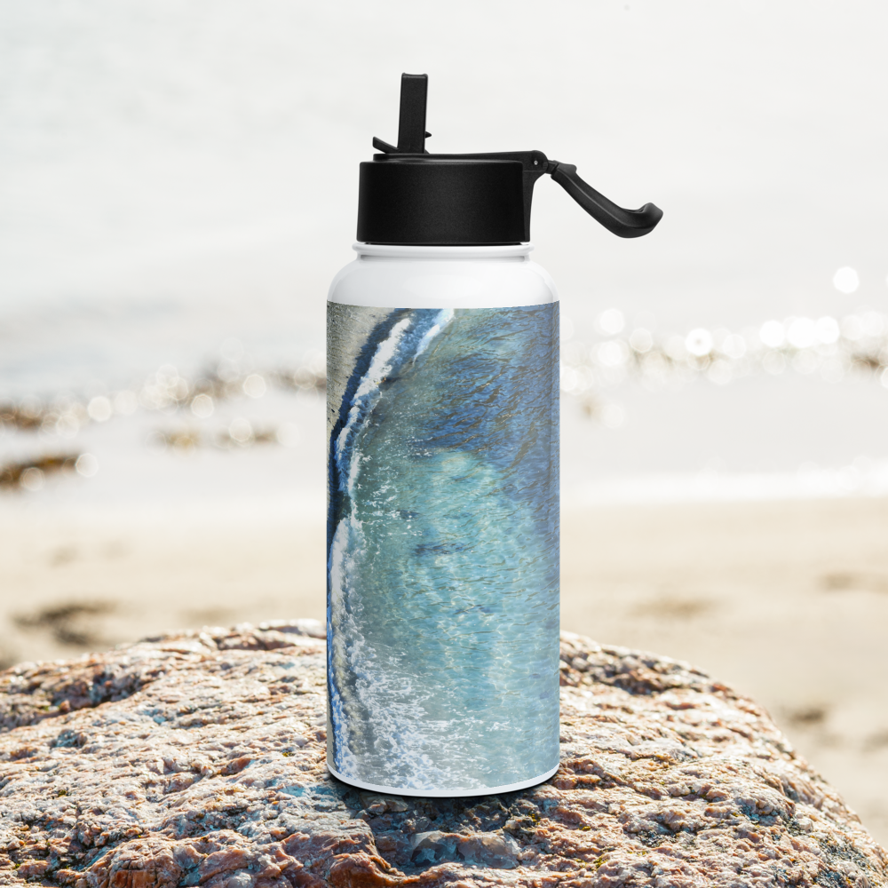 Stainless Steel Water Bottle with Straw Lid - Carmel-by-the-Sea Beach Design