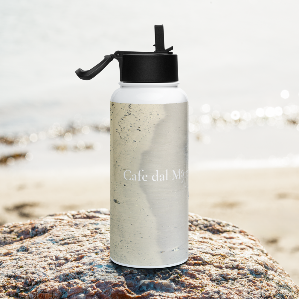 Stainless Steel Water Bottle with Straw Lid - Carmel-by-the-Sea Beach Design